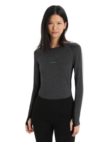 Dámské Jeden kus a sady Icebreaker 200 ZoneKnit™ Merino Long Sleeve Crewe Černé | CZ 1141LISH